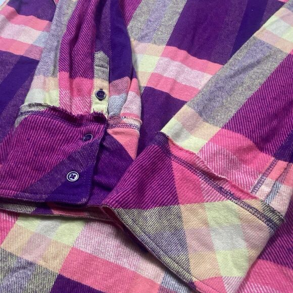 NWT FREE PEOPLE $148 SO LONG SUMMER COTTON FLANNEL SHIRT L PINK PLAID Button - Picture 12 of 12